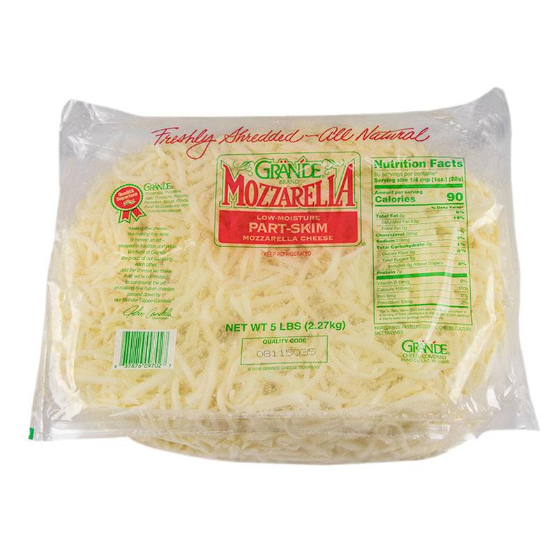 Grande Shredded Part Skim Mozzarella Cheese 5lb