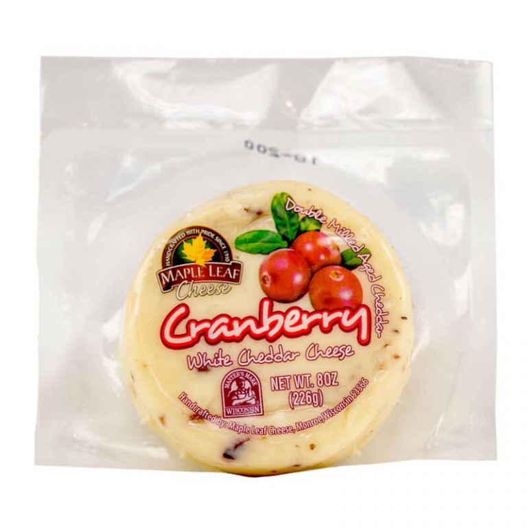 Mapleleaf Cranberry White Cheddar Cheese Vern's Cheese Wisconsin