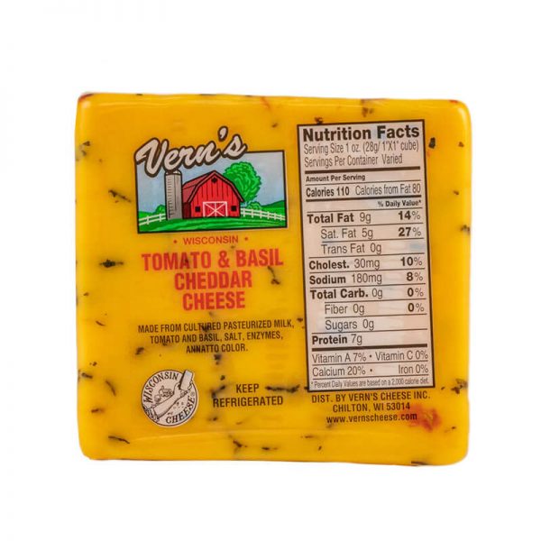 Vern's Tomato Basil Cheddar Cheese 1lb