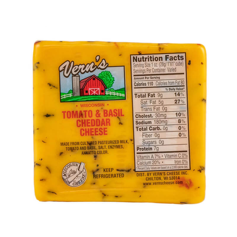Vern's Tomato Basil Cheddar Cheese 1lb